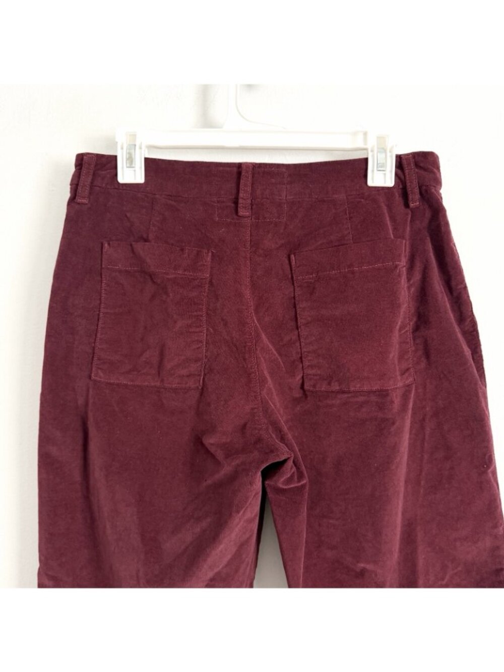 Frank and Eileen Maroon Kinsale Micro Corduroy Pants Raw Hem Women’s Size 12 - Picture 7 of 8